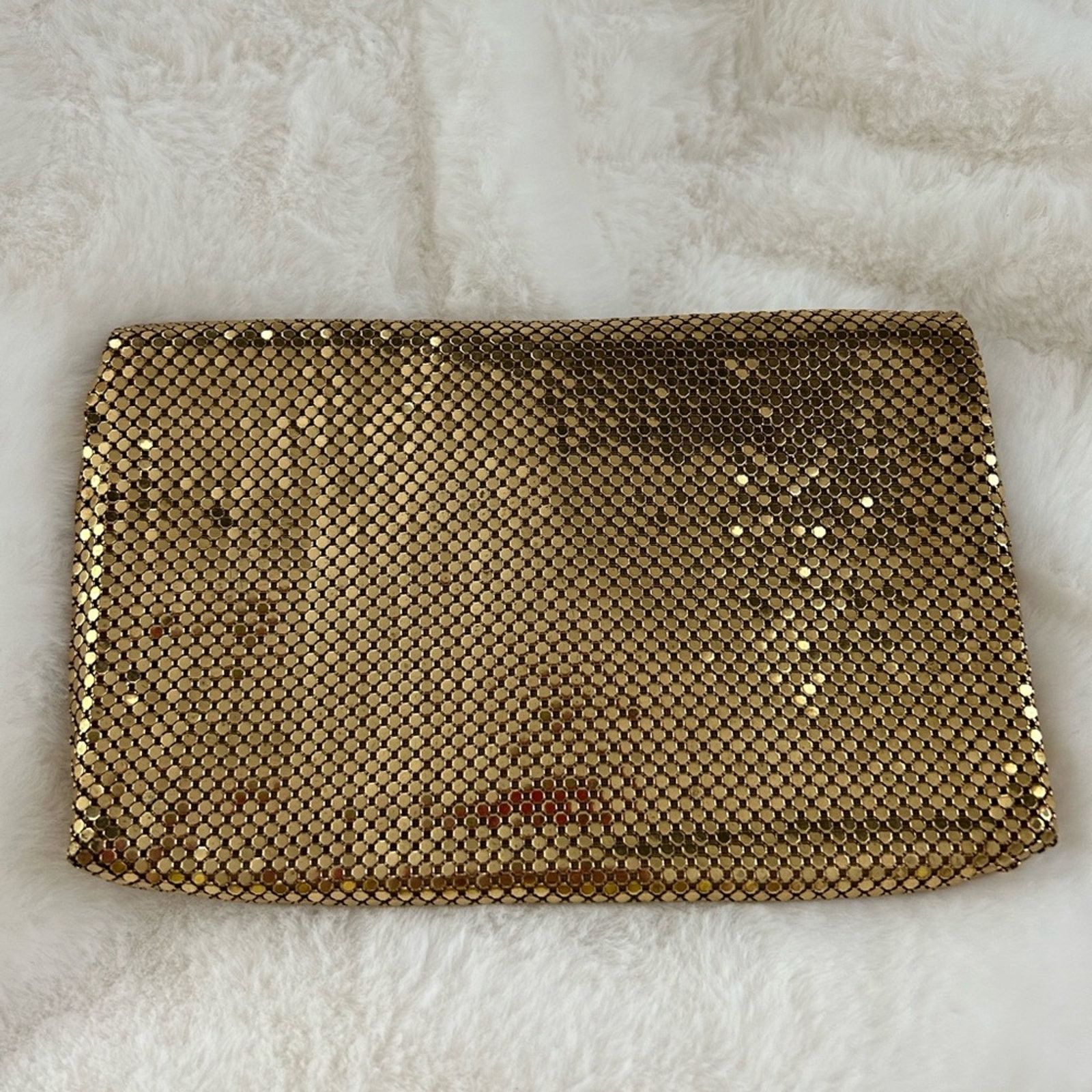 Vintage Gold mesh clutch with Diamonte crystal clasp women’s purse Size ONE SIZE - 2 Thumbnail