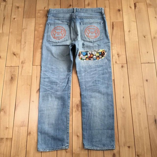 Bape × Nigo BAPE MILO Animal Safari DAMAGED DENIM PANTS APE NIGO ★size S Size US 30 / EU 46 - 2 Thumbnail