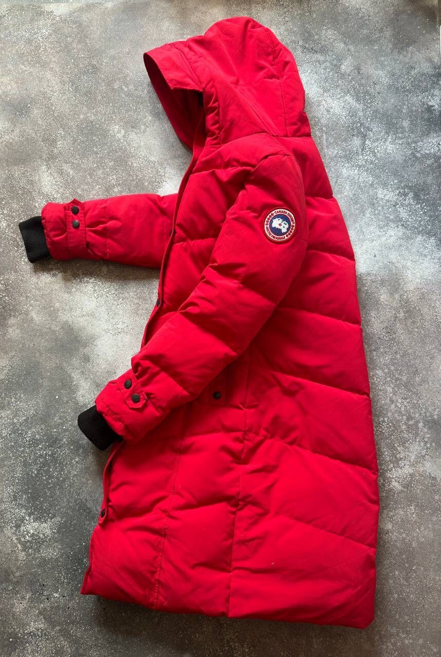 image of Canada Goose Arctic Program Vintage Long Hooded Down Jacket in Red, Women's (Size Small)