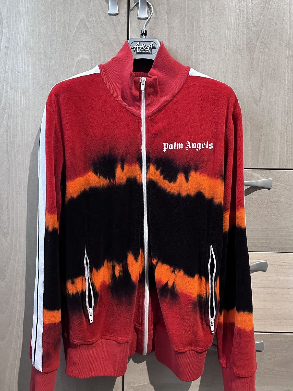 Palm Angels PALM ANGELS TIE DYE VELOUR TRACKSUIT TRACK JACKET - RED Size US S / EU 44-46 / 1 - 1 Thumbnail