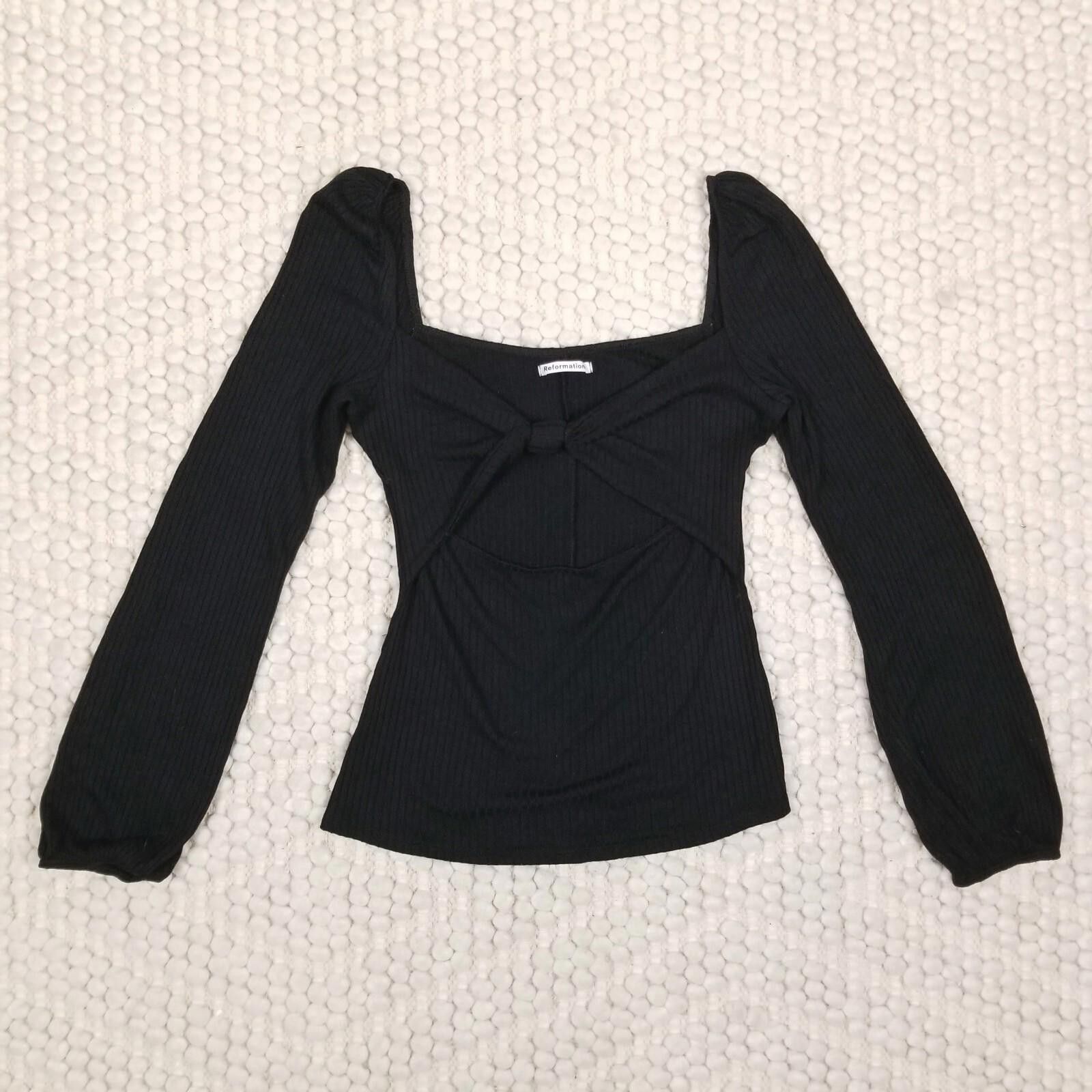 Reformation Reformation Rosalind Bow Cutout Top Black Sz Large Size L / US 10 / IT 46 - 6 Thumbnail