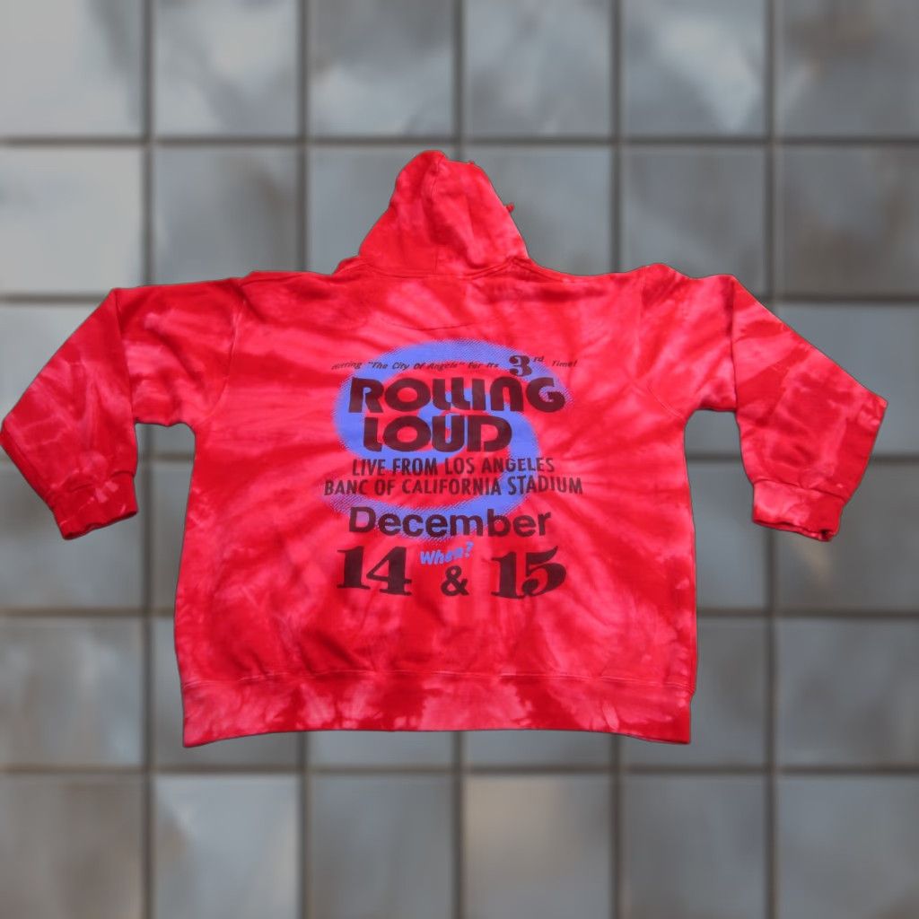 Vintage Rolling Loud Sweatshirt Mens Large Red Tie Dye Hoodie LA December Festival Size US XXL / EU 58 / 5 - 1 Thumbnail