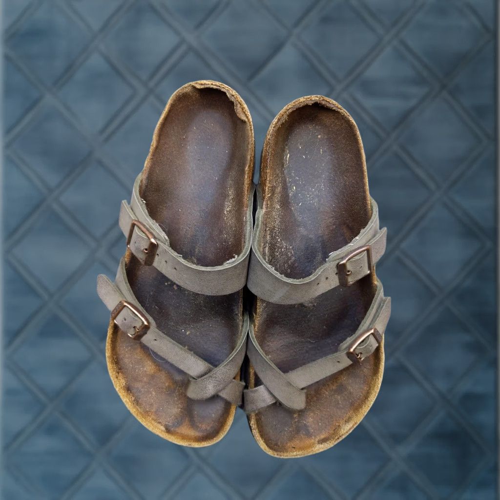 Birkenstock Birkenstock Mayari Sandals Womens EU 39 Taupe Gray Strappy Toe-Loop Cork Footbed Buckle Sandal Size US 8 / IT 38 - 1 Thumbnail