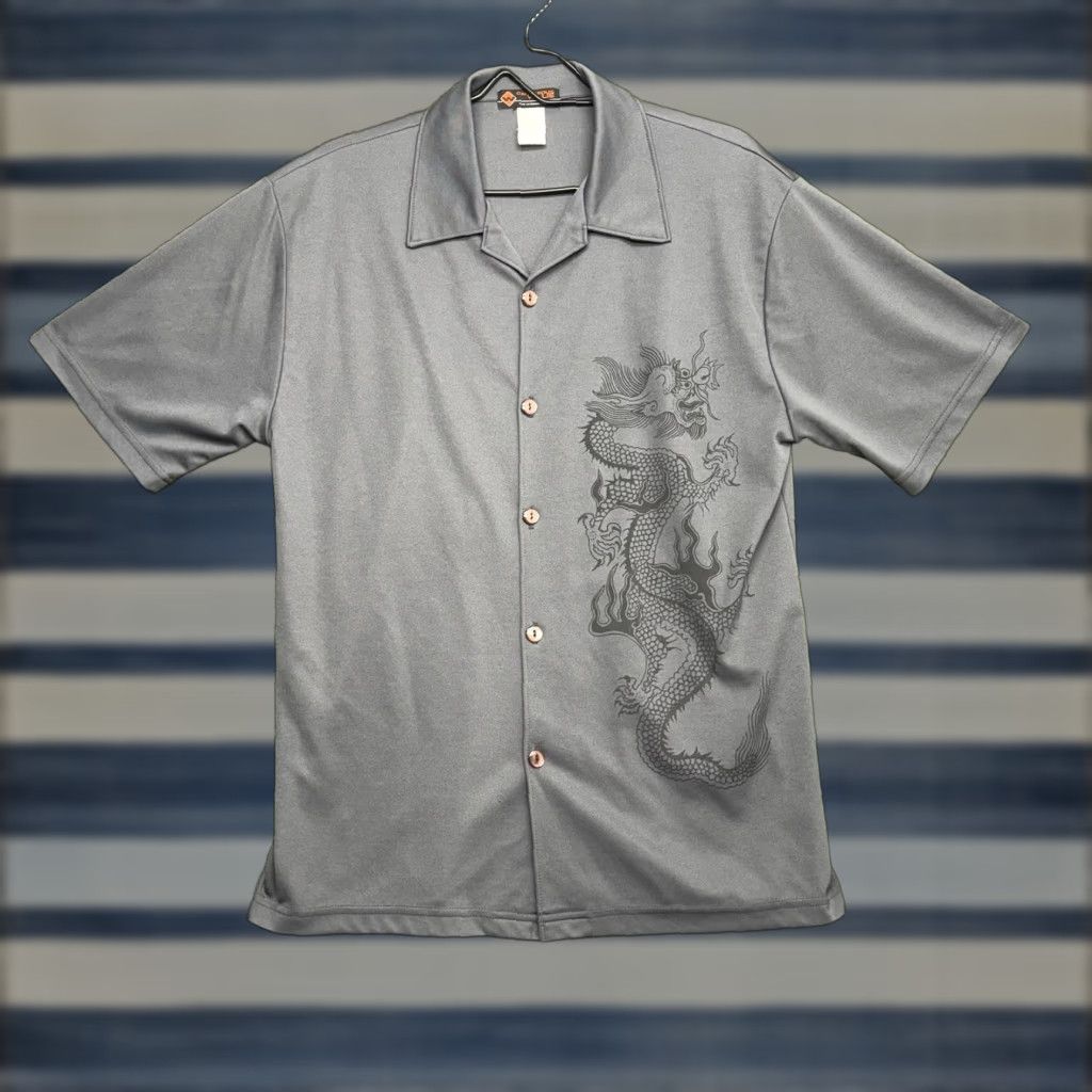 Vintage VINTAGE y2k Dragon Shirt Mens M Button-Up Casual Camp Disco Grunge Rave USA Made Size US M / EU 48-50 / 2 - 1 Thumbnail