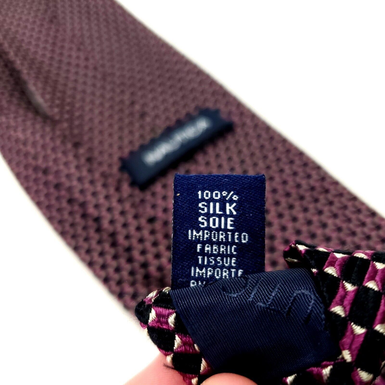 Nautica Nautica Silk Tie Woven Purple Black Geometric Size ONE SIZE - 6 Thumbnail