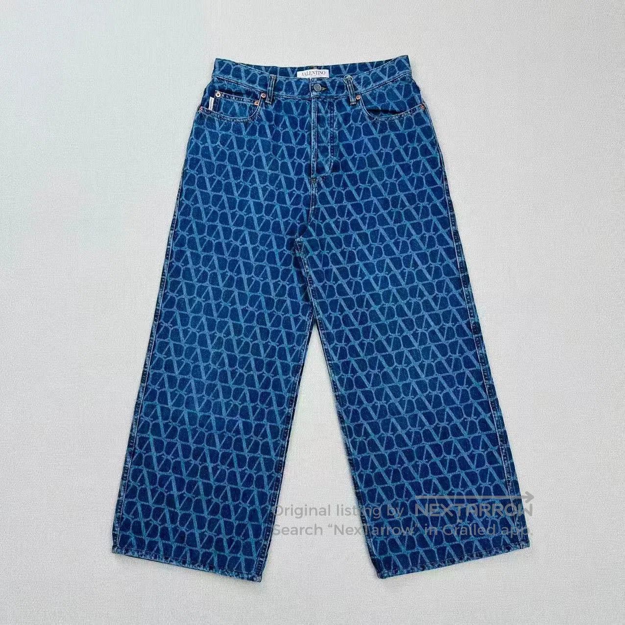 Valentino Valentino Logo Print Denim Wide-Leg Pants. Size US 31 - 1 Thumbnail