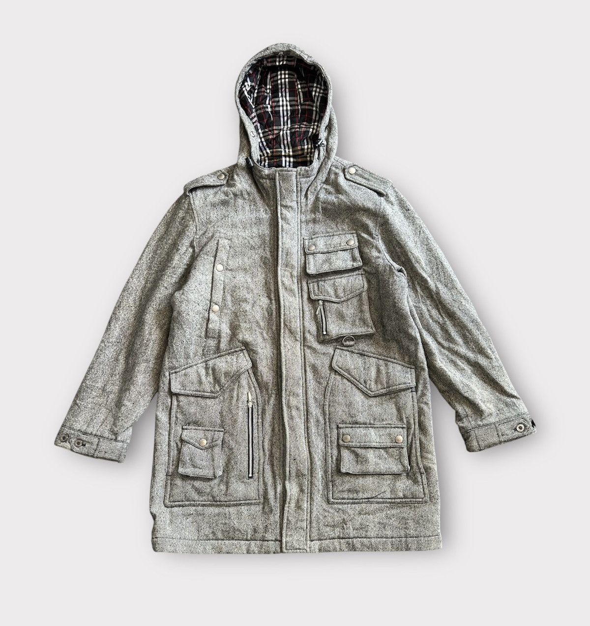 Burberry Vtg Burberry Black Label Multipocket Novacheck Hoodie Jacket Size US L / EU 52-54 / 3 - 1 Thumbnail