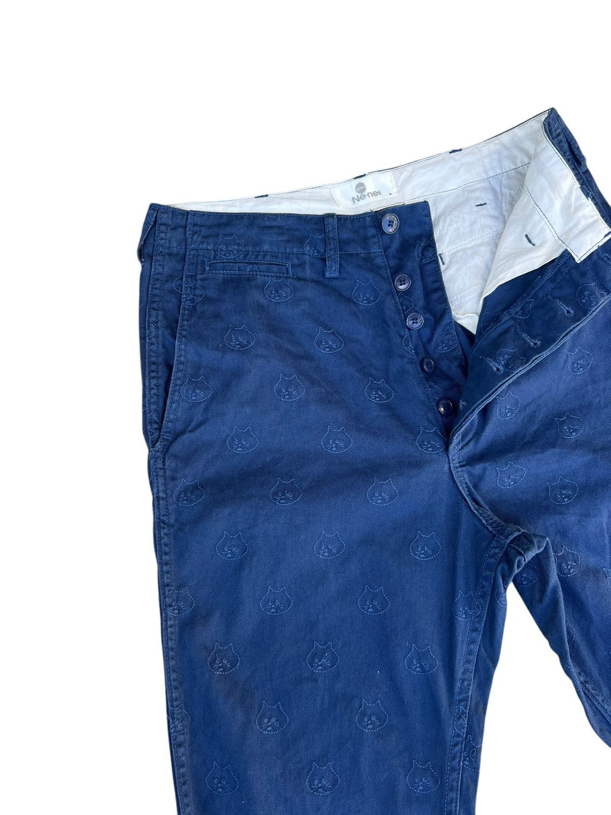 Issey Miyake Issey Miyake, Ne-net All Over Embroidery Cat Head Crop Pant Size US 30 / EU 46 - 8 Thumbnail