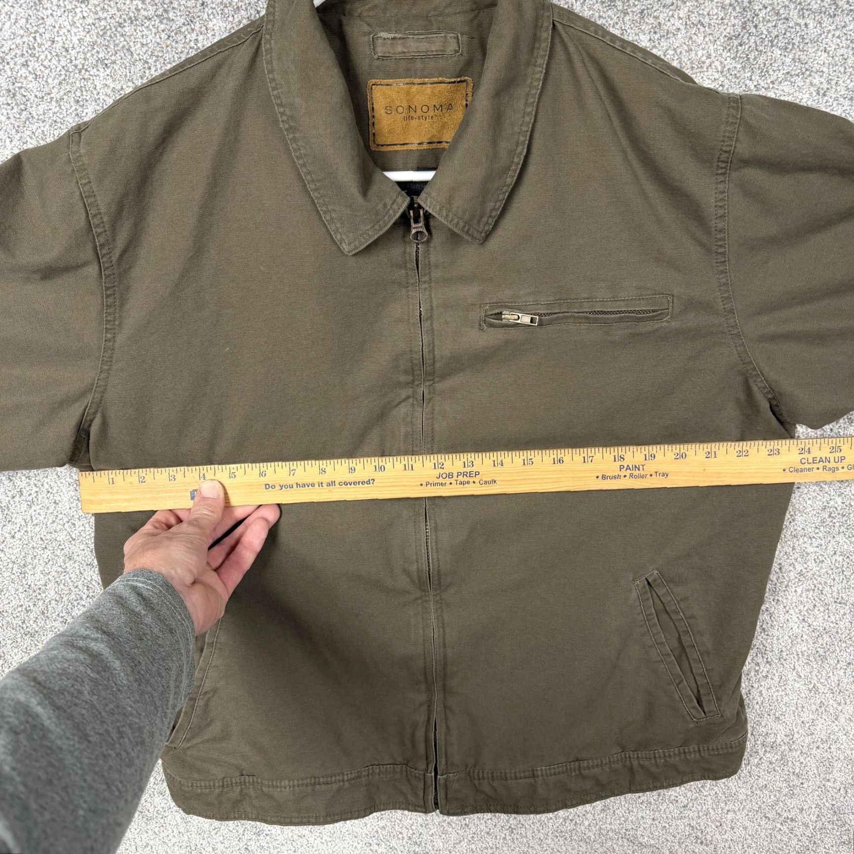Vintage SONOMA life+style Bomber Jacket Mens L Brown Canvas Fleece Lined Workwear Size US L / EU 52-54 / 3 - 4 Thumbnail