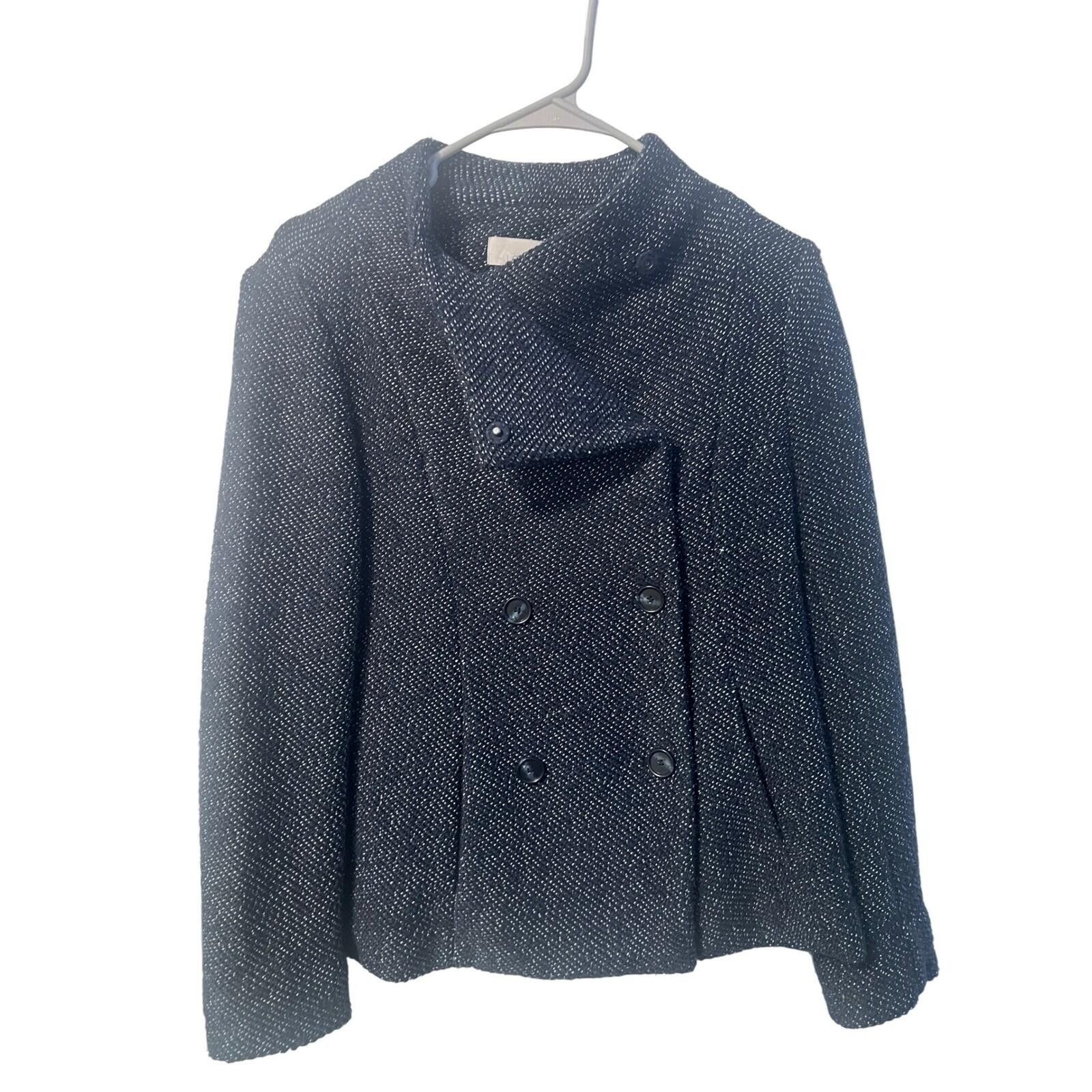 Other LOFT Cropped Pea Coat Womens M Navy Blue Textured Knit Size M / US 6-8 / IT 42-44 - 1 Thumbnail