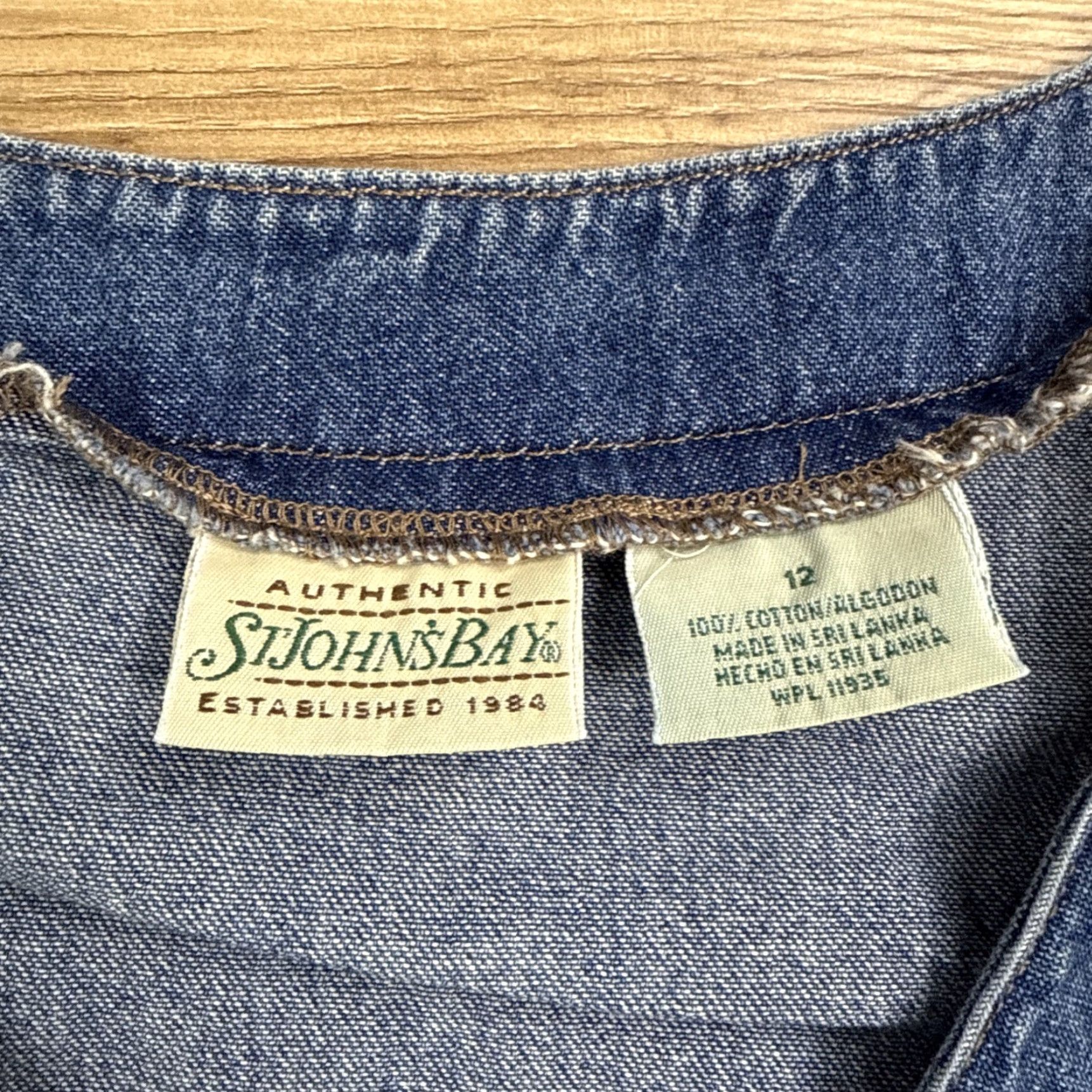 Denime St Johns Bay Denim Maxi Dress Sleeveless Button Up Pockets Blue 12 Women Vintage Y2K Size 34" / US 12 / IT 48 - 2 Thumbnail