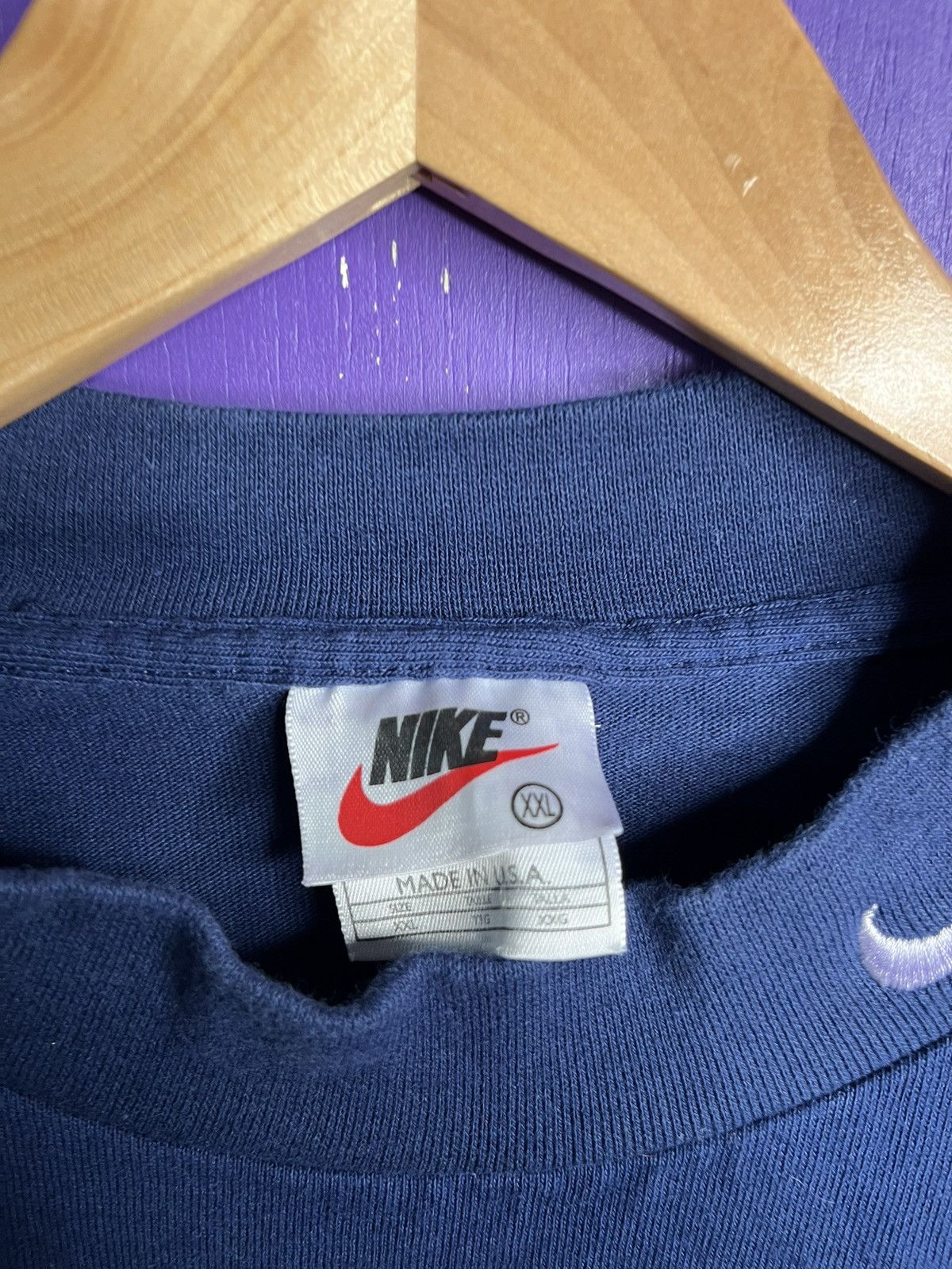 Nike × Vintage Vintage 90s Nike mockneck long-sleeve t-shirt Size US XXL / EU 58 / 5 - 4 Thumbnail