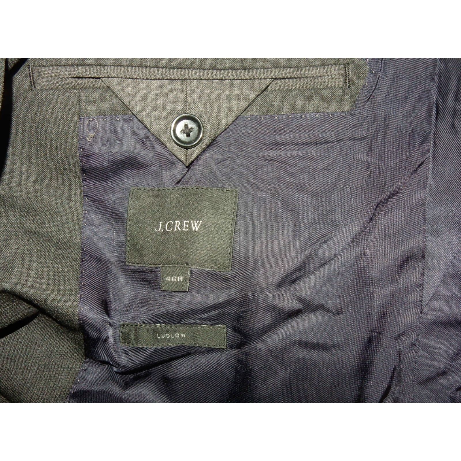 J.Crew VINTAGE J.CREW Men's Blazer Sport Coat Wool Size 46R Charcoal Dark Gray 90s Size 46R - 6 Thumbnail