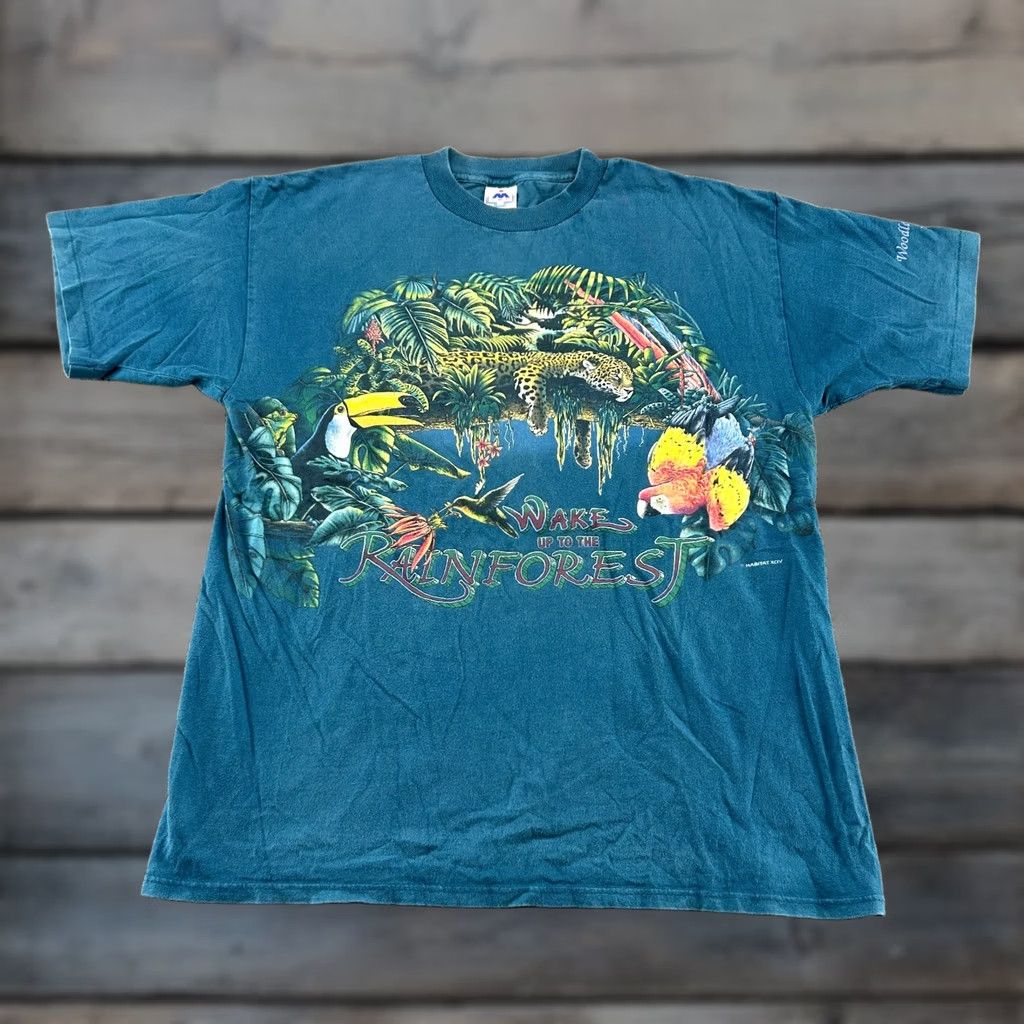 Vintage VINTAGE Nature Shirt Mens XL Blue Wildlife Jungle Wraparound AOP Rainforest 90s Shirt Mens XL Blue Animals 90s Size US XL / EU 56 / 4 - 1 Thumbnail