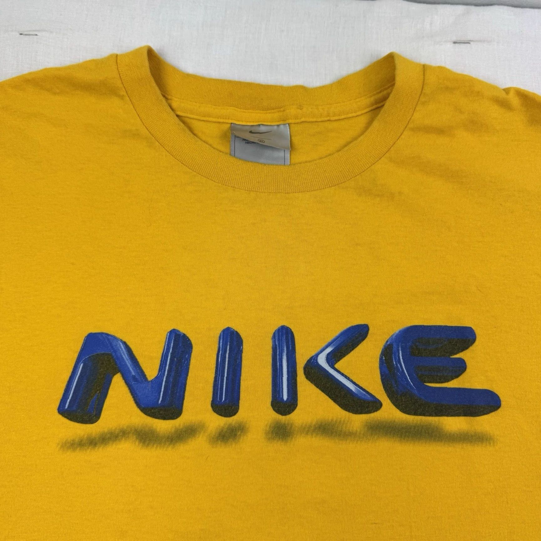 Nike VINTAGE Nike T-Shirt Adult XL Yellow Spellout Y2K Grunge Hipster Mens Size US XL / EU 56 / 4 - 3 Thumbnail
