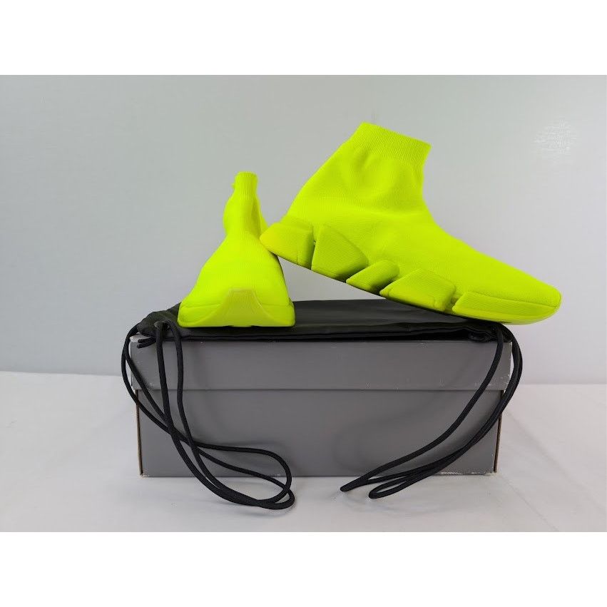 Balenciaga o1rshd1 Speed 2.0 Recycled Knit Sneakers in Fluo Yellow Size US 11 / EU 44 - 18 Thumbnail