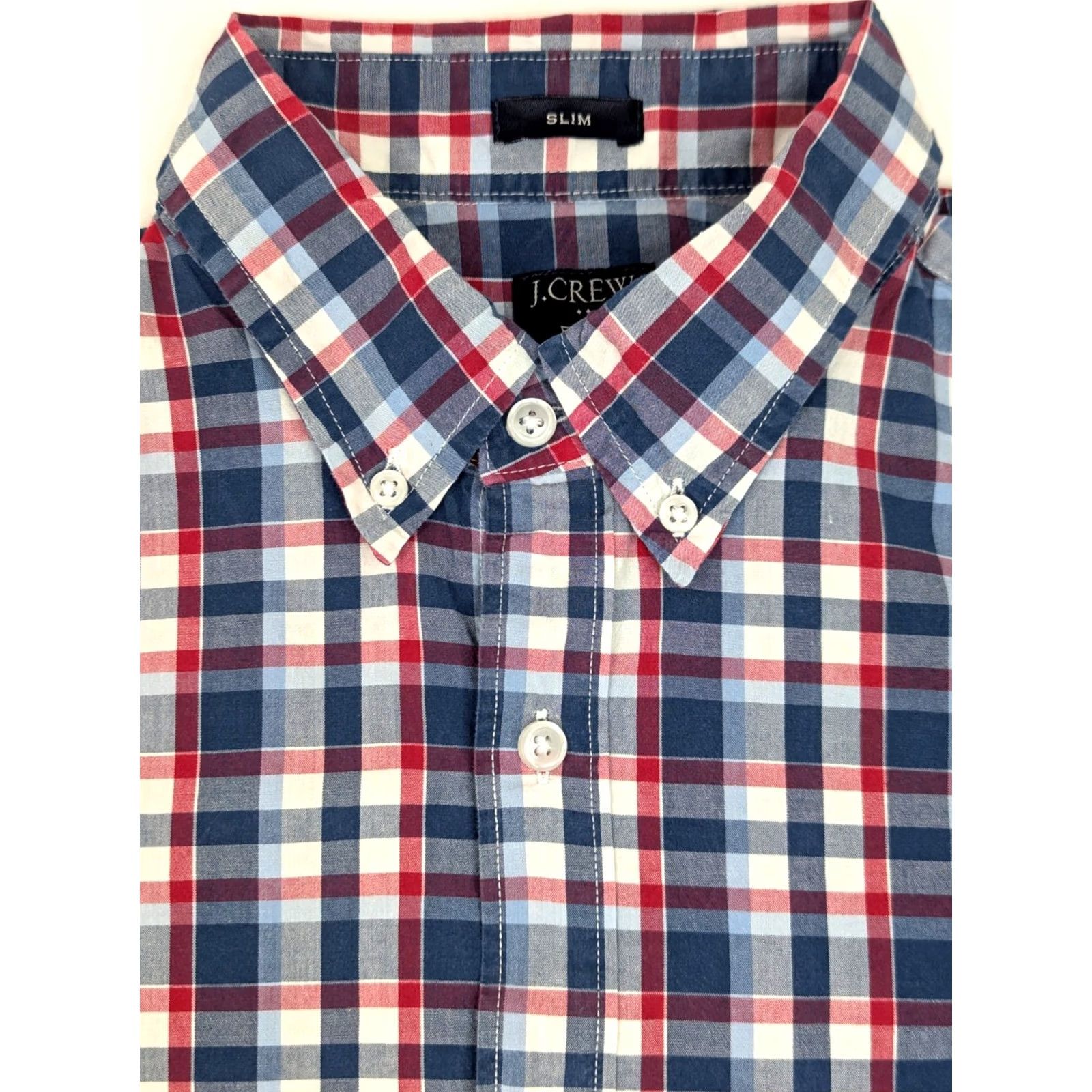 J.Crew J.CREW Shirt Mens M Blue Red Check Slim Untucked Button Down Preppy Flex Washed Size US M / EU 48-50 / 2 - 2 Thumbnail