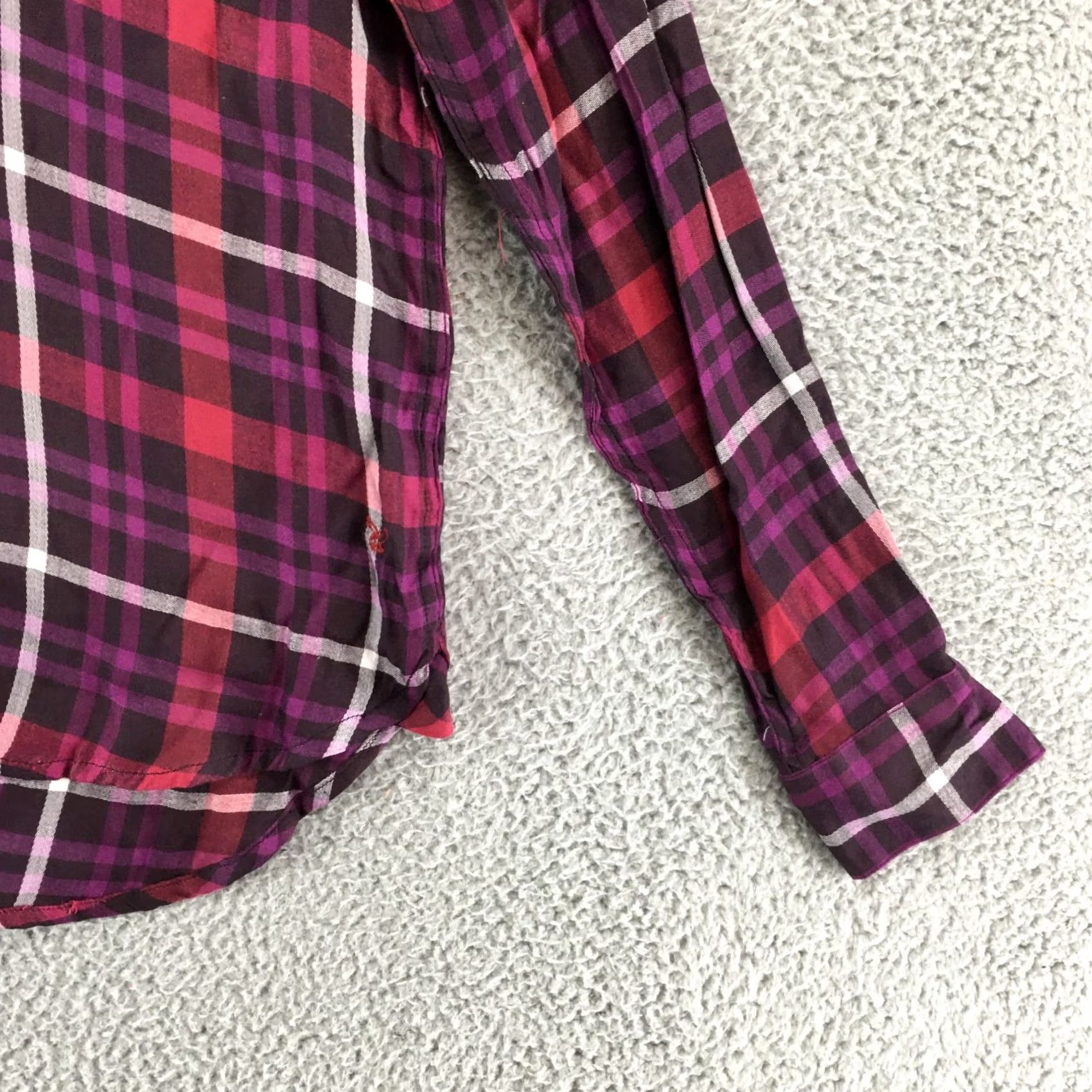 American Eagle Outfitters American Eagle Shirt Womens Small Purple Plaid Flannel Button Up Long Sleeve Size S / US 4 / IT 40 - 3 Thumbnail