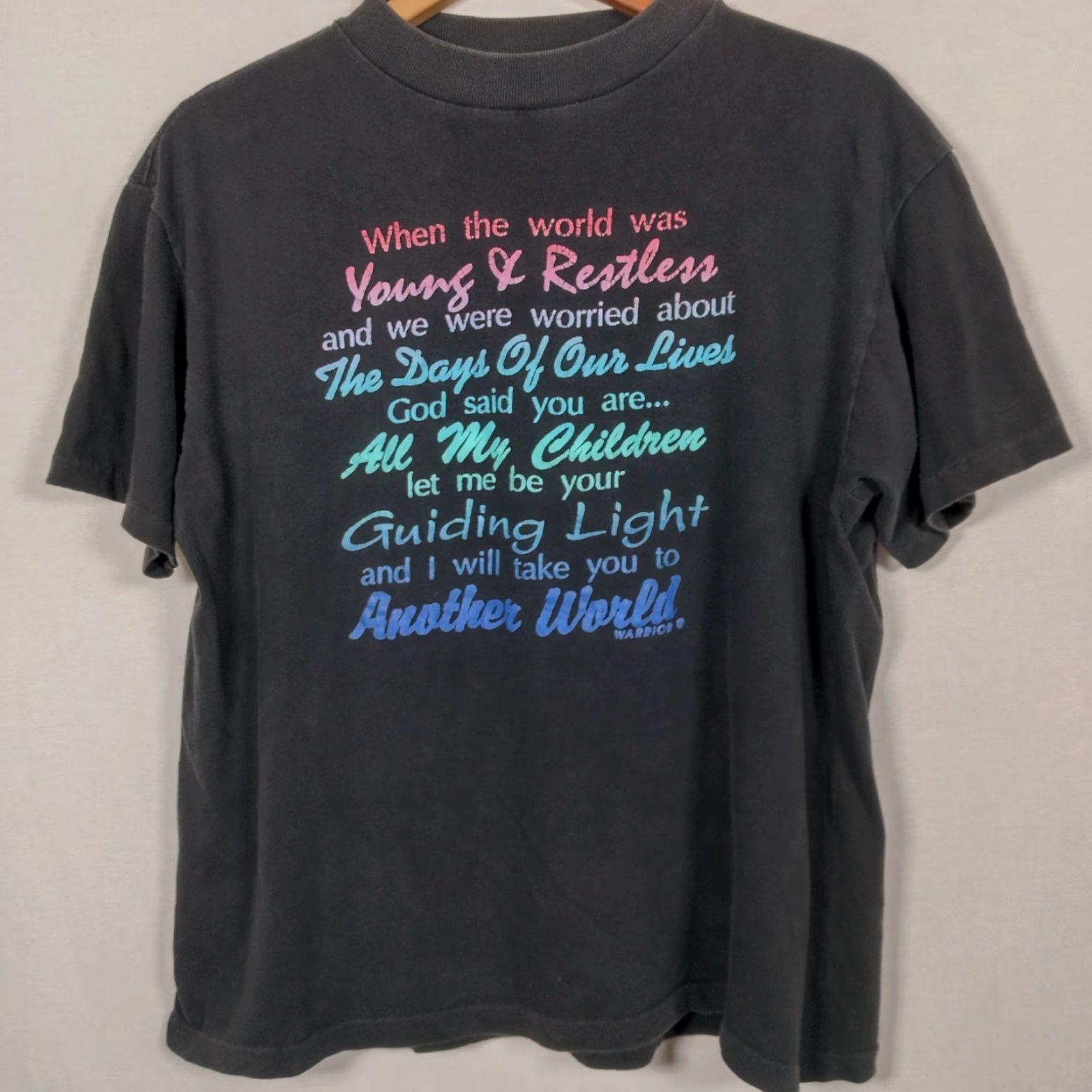 Vintage Vintage Soap Opera Shirt Large Black Single Stitch Warrior Crew Neck T-Shirt Men Size US L / EU 52-54 / 3 - 3 Thumbnail