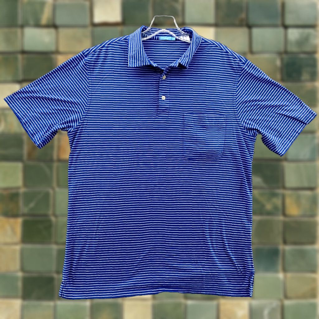 J.McLaughlin J. McLaughlin Polo Shirt Mens Medium Blue Striped Golf Preppy Tennis Core Sports Shirt Size US M / EU 48-50 / 2 - 1 Thumbnail
