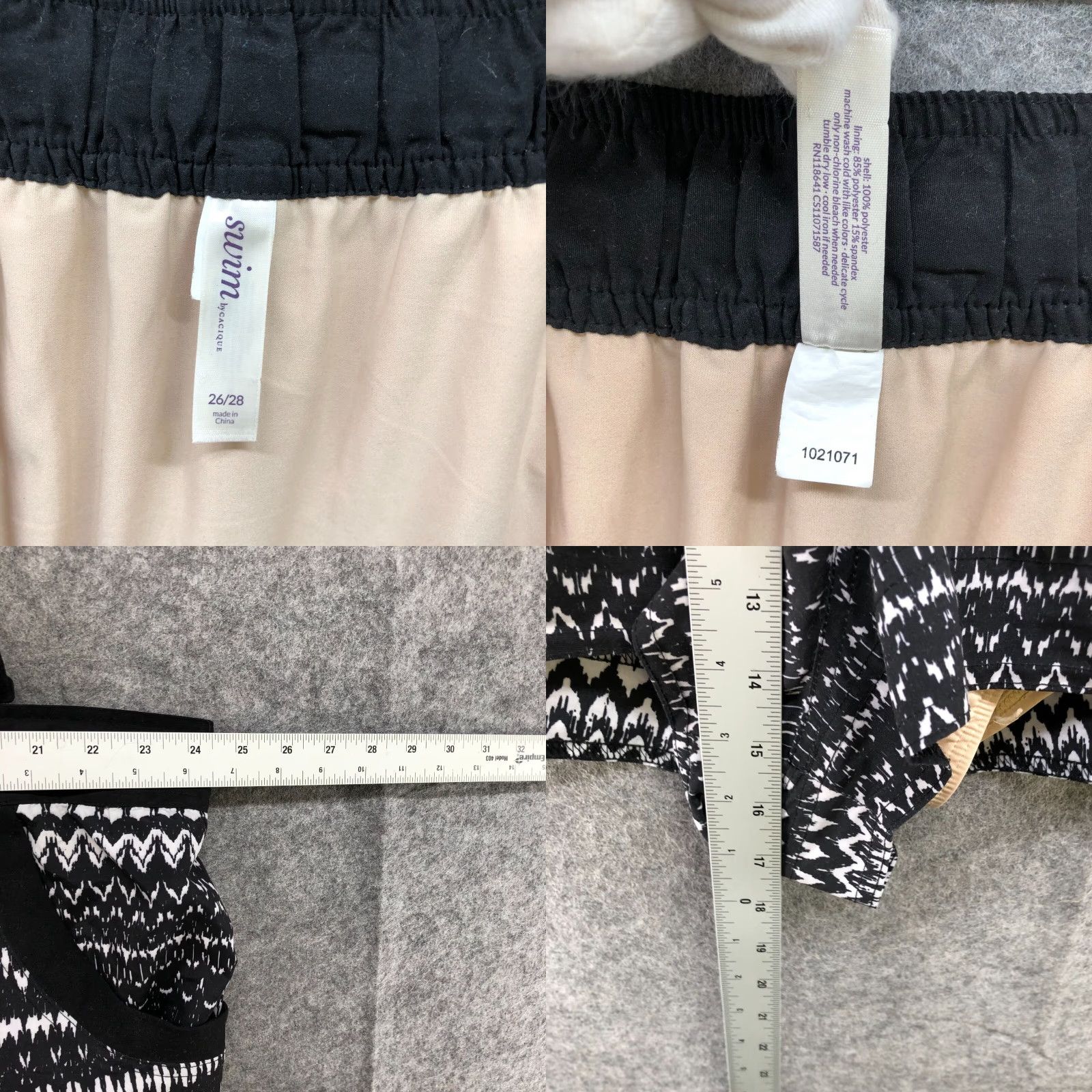 Swims Cacique Swim Shorts Womens Black White Printed Swim Bottom Drawstring 28 Plus Size 28" / US 6 / IT 42 - 8 Thumbnail
