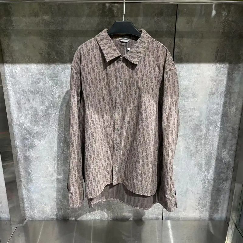 Dior Dior Brown Cotton Long Sleeve Shirt 0089 Size US XL / EU 56 / 4 - 1 Thumbnail