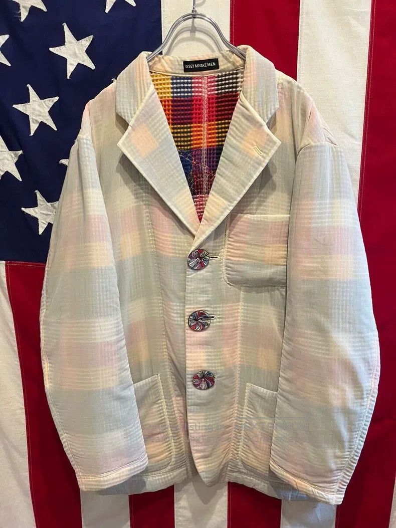 Issey Miyake Issey Miyake Plaid Pattern Sheer Jacket Size L / US 10 / IT 46 - 2 Thumbnail