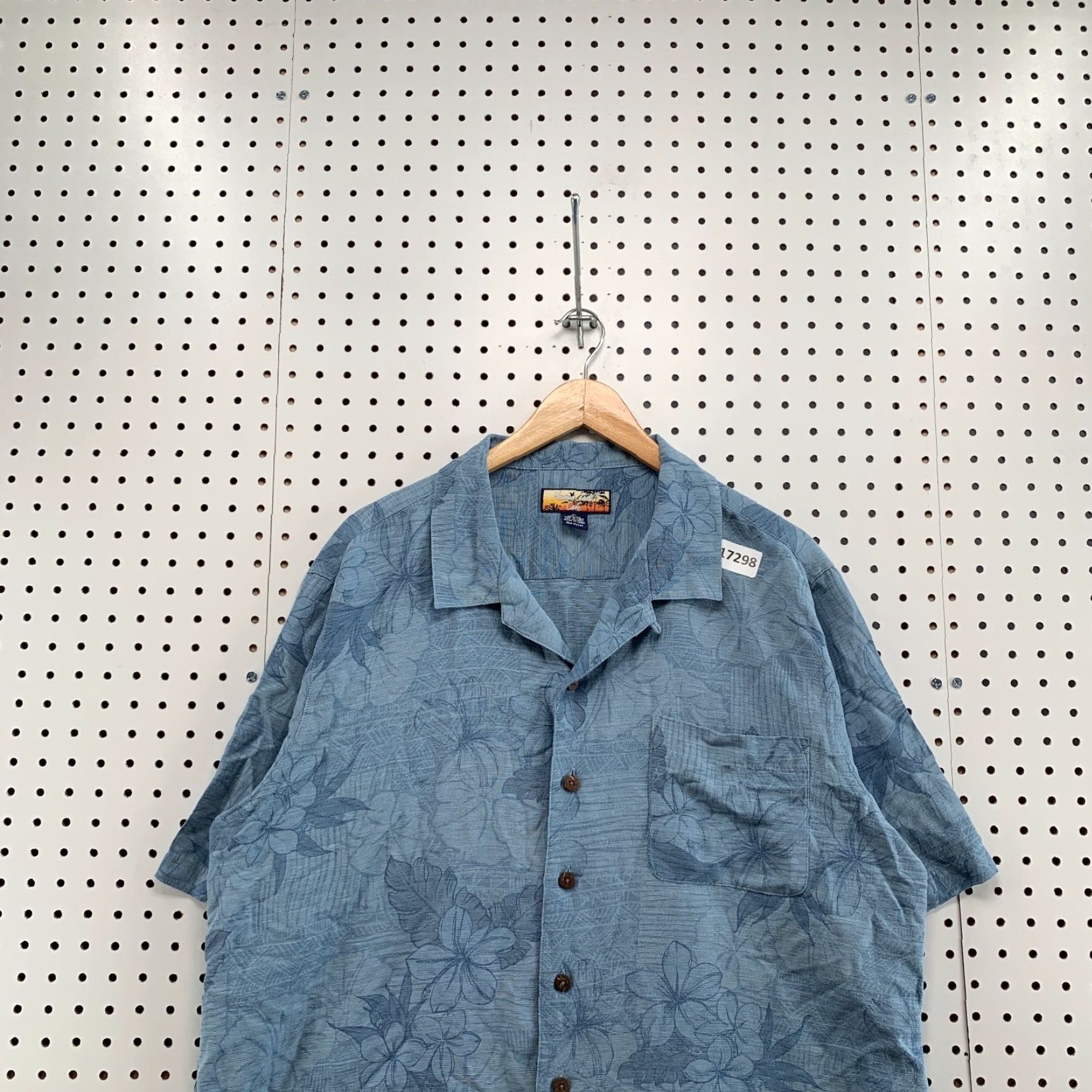 Vintage Havana Jack's Cafe Silk Shirt Adult XL Floral Hawaiian Tonal Flowers Blue Hawaiian 100% Silk Mens Shirt Size US XL / EU 56 / 4 - 2 Thumbnail