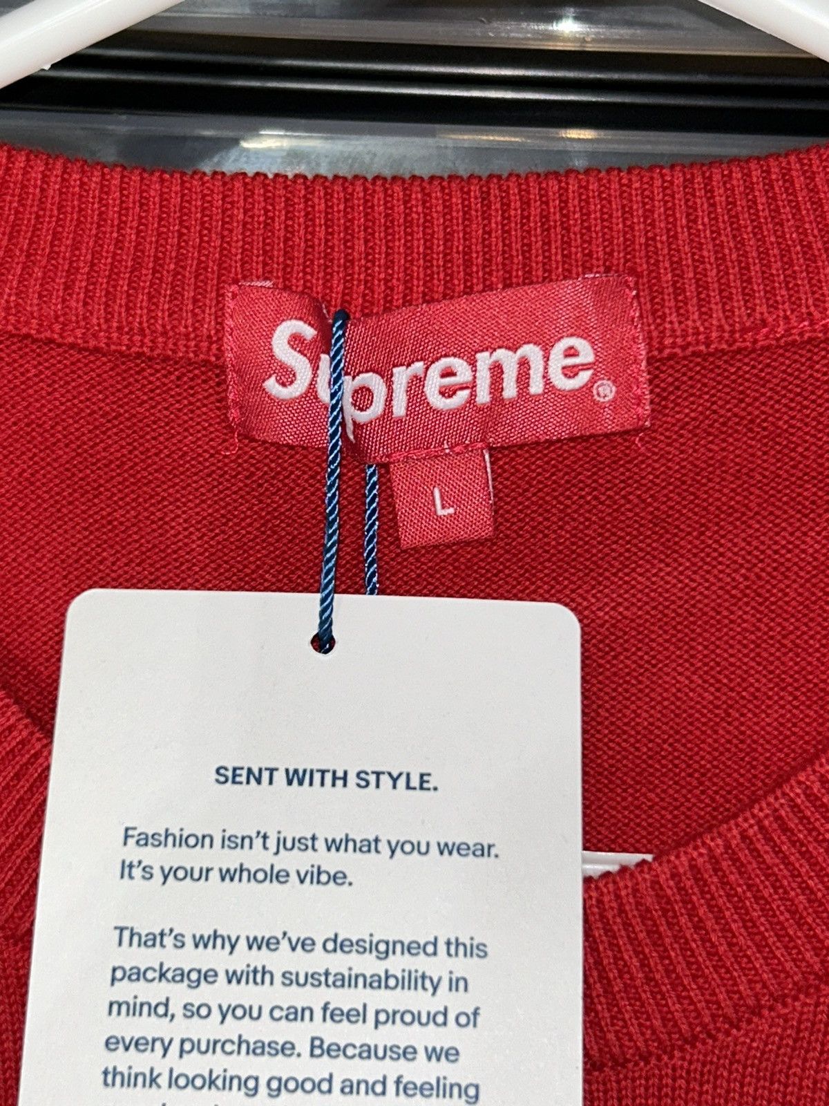 Supreme SUPREME LOGO STRIPE KNIT TOP RED FW19 LARGE BRAND NEW Size US L / EU 52-54 / 3 - 2 Thumbnail