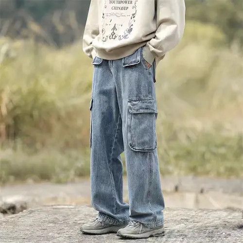 VIBE Vintage Multi-Pocket Workwear Loose Jeans Size US 28 / EU 44 - 7 Thumbnail