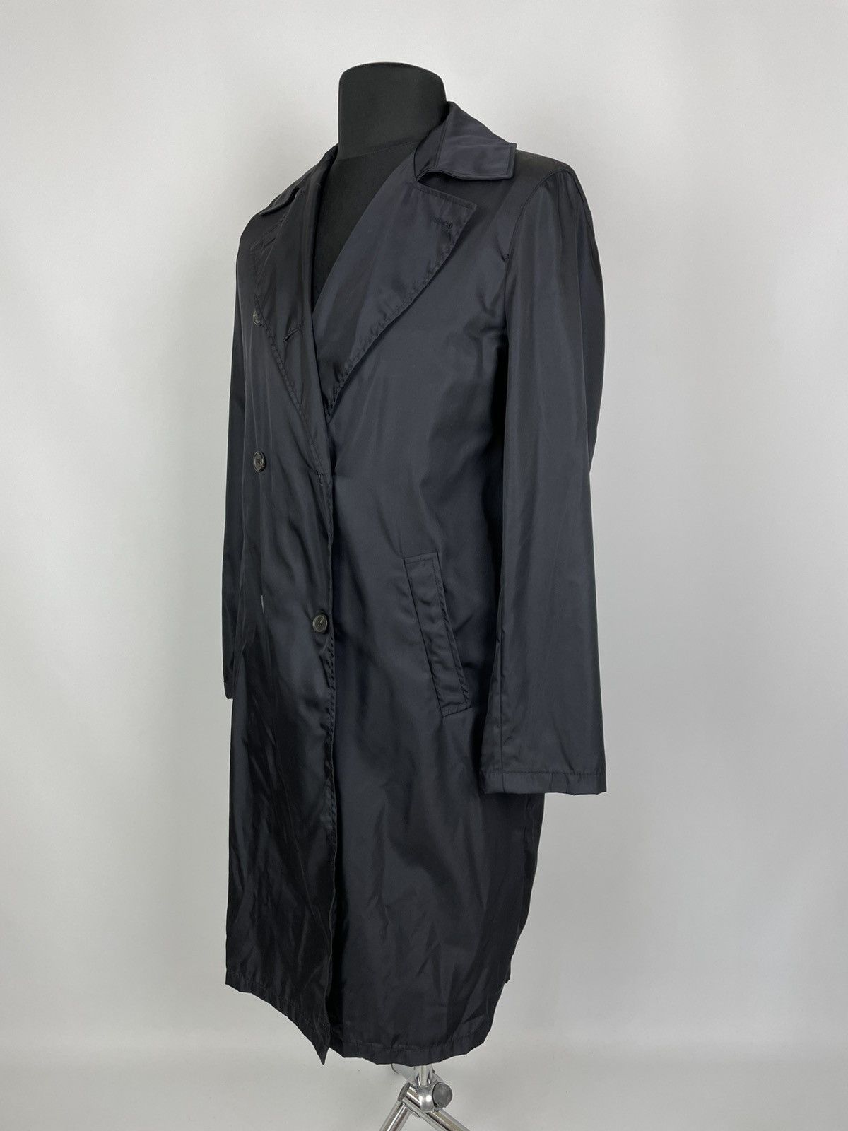 ジャケット・アウター Prada Archive Nylon Long Coat Prada Black Long Buttons Down Jacket Prada