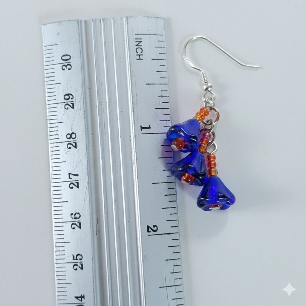 Handmade Flower 6.75" Charm Bracelet Earrings Handmade Blue Glass Size ONE SIZE - 7 Thumbnail