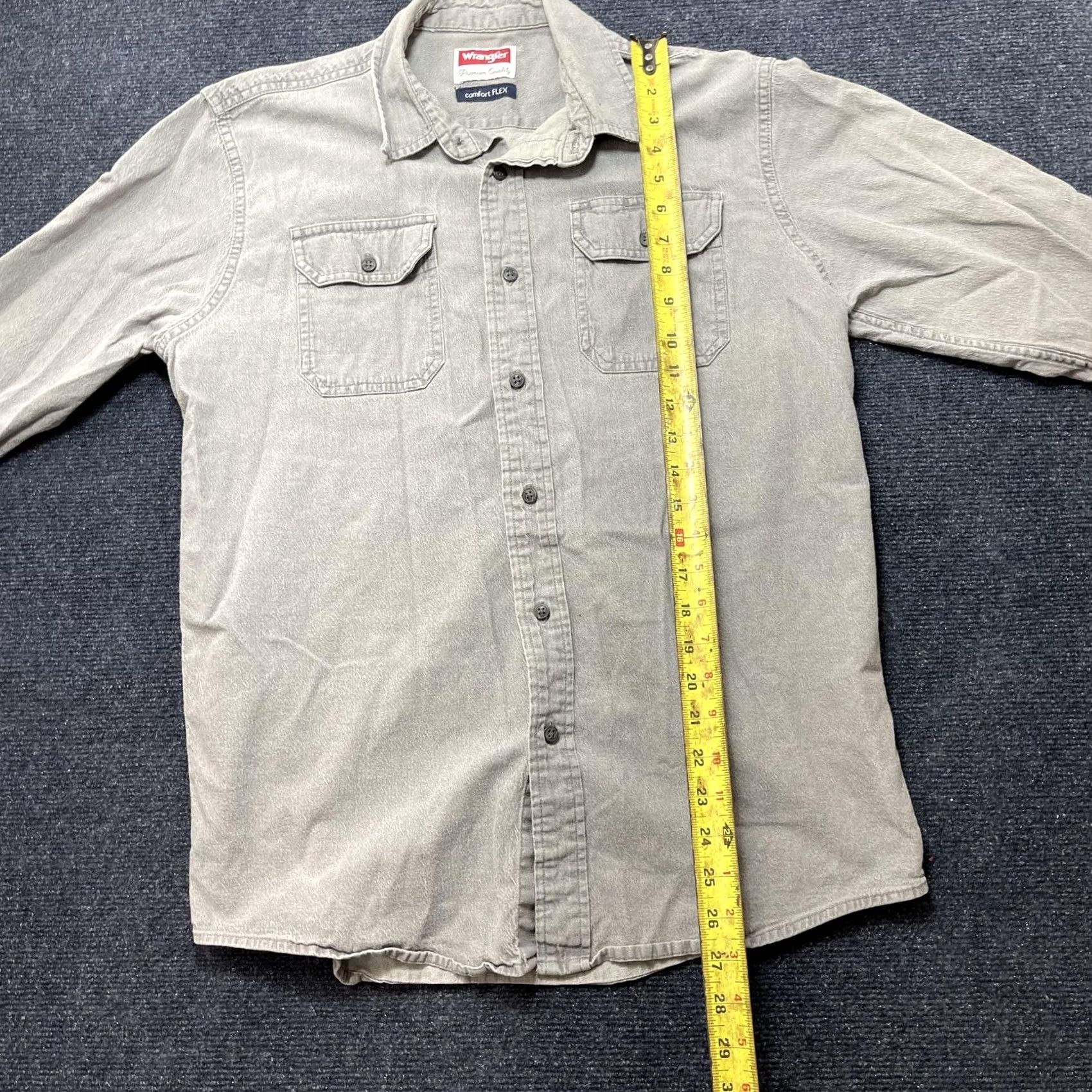 Wrangler Wrangler Shirt Mens Medium Gray Denim Long Sleeve Button Up Stretch Comfort Flex Size US M / EU 48-50 / 2 - 6 Thumbnail