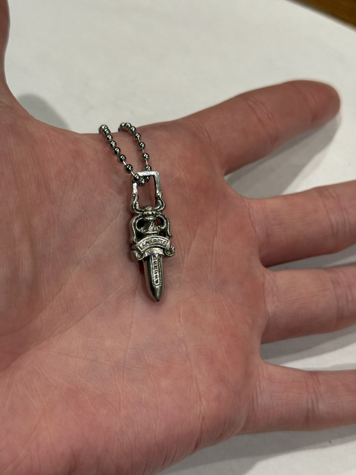 Chrome Hearts Chrome Hearts Rhodium Dagger Pendant Ball Chain Necklace Size ONE SIZE - 3 Thumbnail