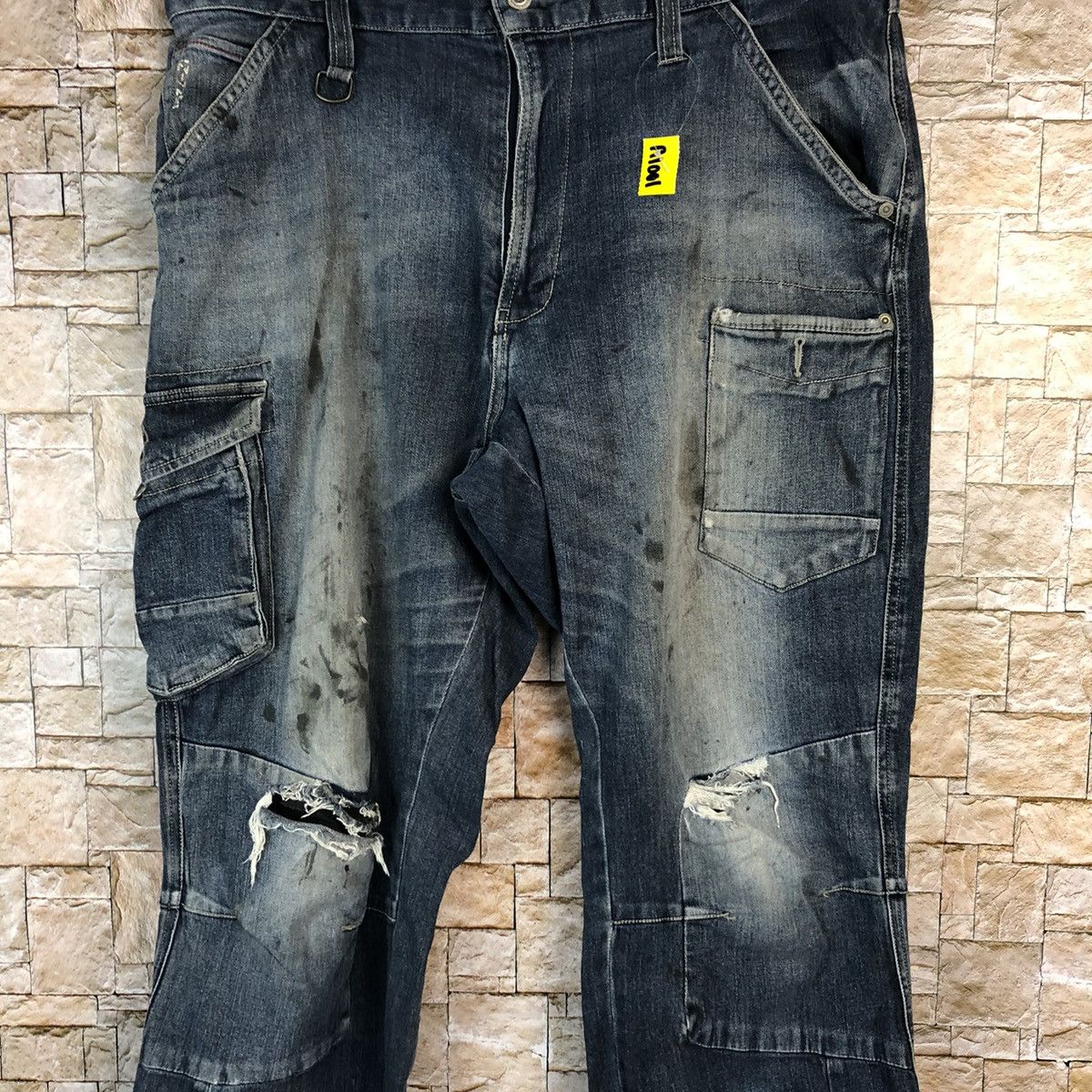 Japanese Brand Japanese Brand Blue Cargo Distressed Denim Pants #A1001 Size US 37 - 5 Thumbnail
