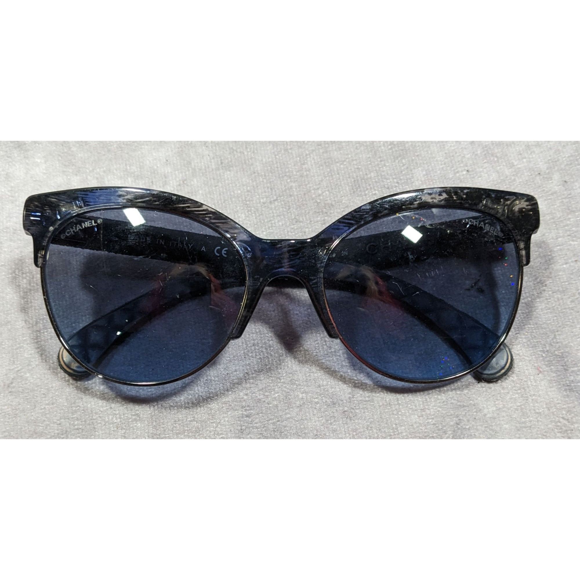 Chanel Chanel Blue Quilted Sunglasses 5342 .1552/52 Made In Italy Size ONE SIZE - 2 Thumbnail