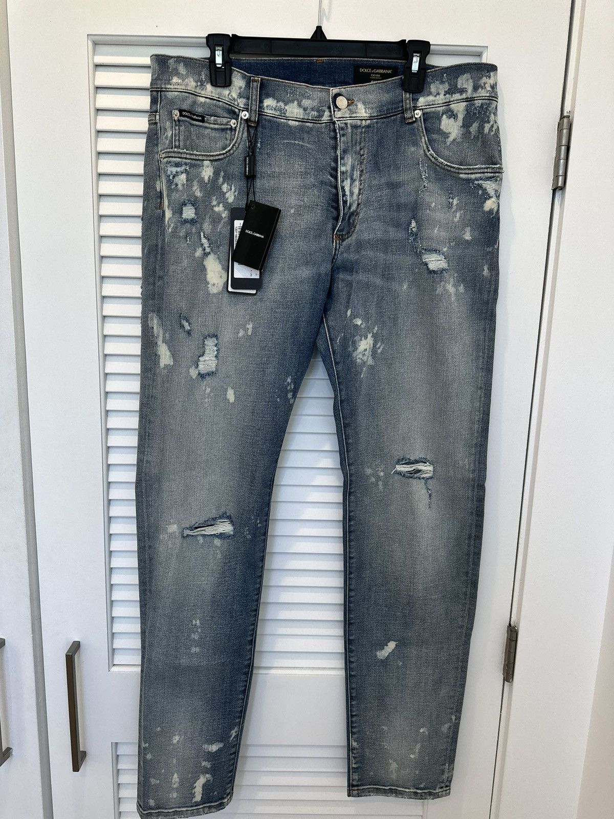 Dolce & Gabbana Dolce & Gabbana Dark Wash Distressed Slim Fit Blue Jeans Size US 44 / EU 60 - 1 Thumbnail