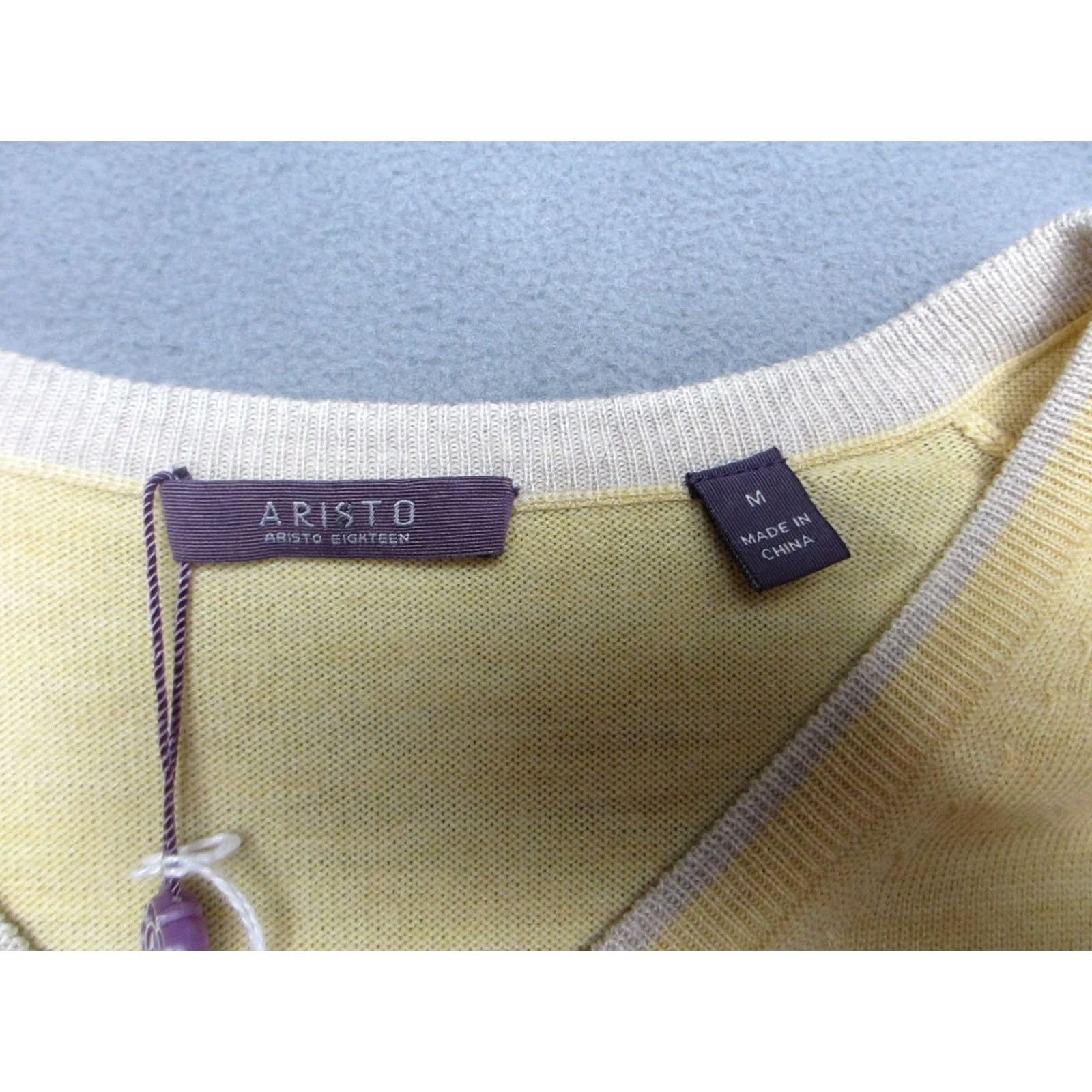 Sunflower Aristo Eighteen Sweater Mens Medium Yellow Sunflower Melange Merino Wool Perth V-Neck New Size US M / EU 48-50 / 2 - 4 Thumbnail