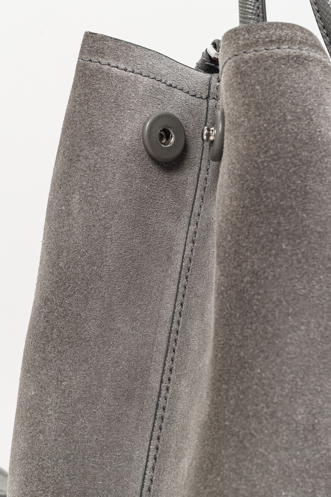 Prada Prada Acciaio Scamosciato Grey Suede Double Bag Tote Size ONE SIZE - 12 Thumbnail