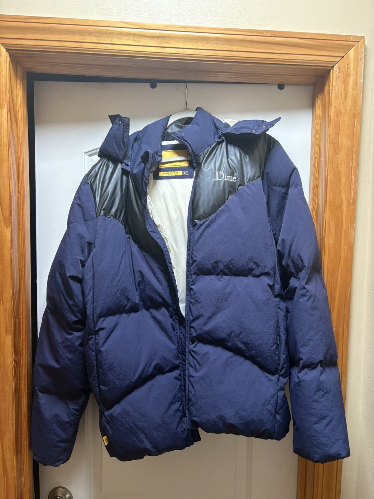 Dime Dime Navy Contrast Puffer Coat Size US L / EU 52-54 / 3 - 1 Thumbnail