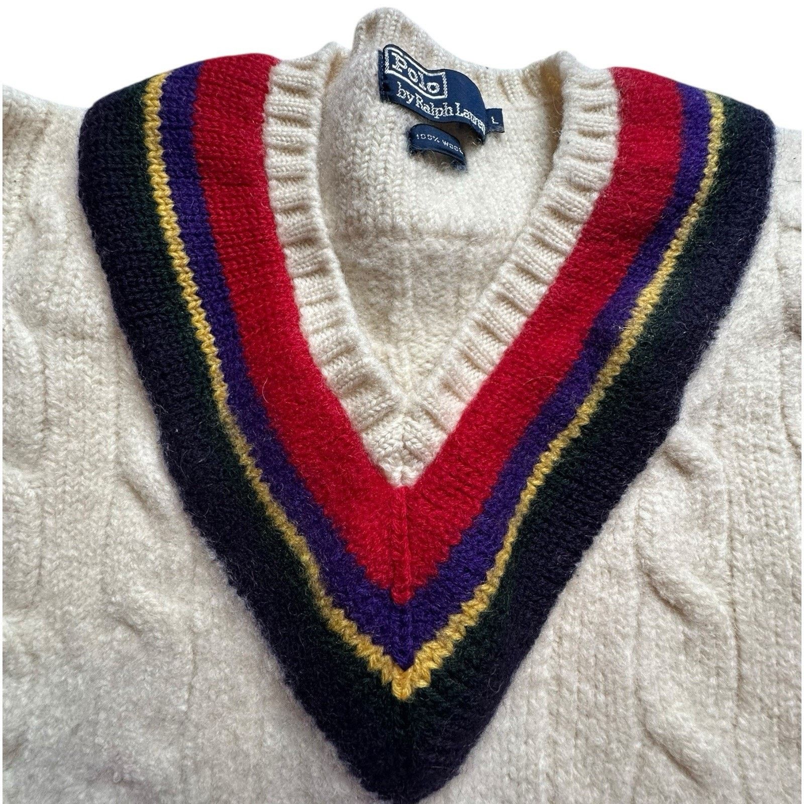 Polo Ralph Lauren Vintage 1980s Polo Ralph Lauren Wool Tennis Sweater Large Size US L / EU 52-54 / 3 - 13 Thumbnail
