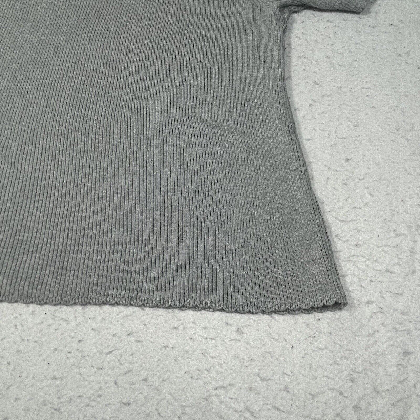 Uniqlo Uniqlo Gray Circle Neck Ribbed T-Shirt Cotton Top Size XL / US 12-14 / IT 48-50 - 15 Thumbnail