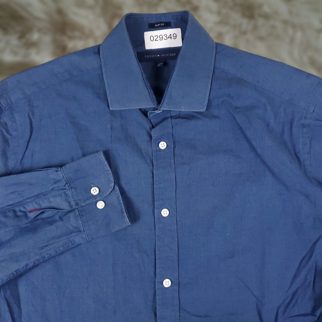 Tommy Hilfiger Tommy Hilfiger Shirt Mens Medium Blue Button-Up Long Sleeve Collared Cotton Classic Casual Dress Shirt Size US M / EU 48-50 / 2 - 1 Thumbnail