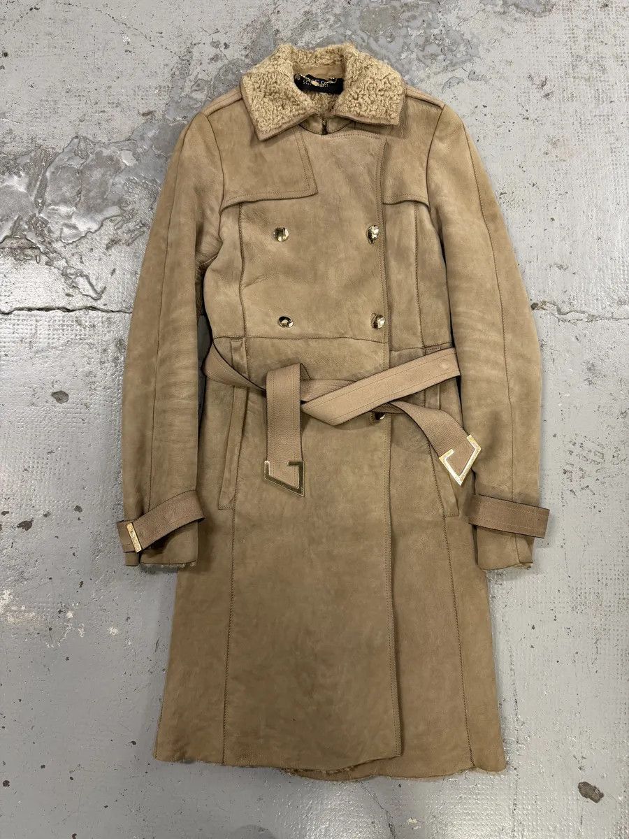 Gucci 2000s Gucci Beige Premium Shearling Long Belted Coat Size S / US 4 / IT 40 - 3 Thumbnail