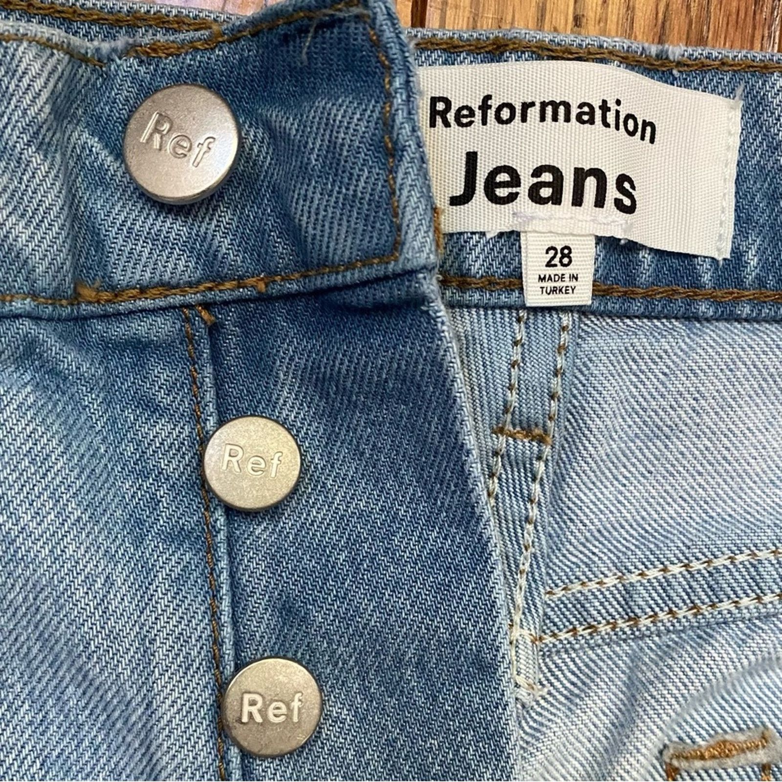 Reformation REFORMATION $178 Cynthia High Straight Jeans Tahoe Wash 28 Size 28" / US 6 / IT 42 - 3 Thumbnail