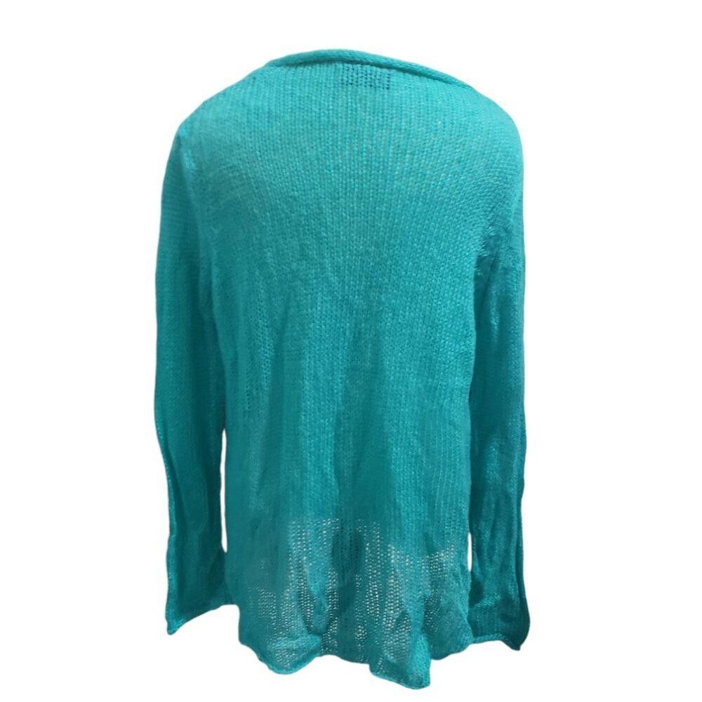 Designer CT1928 Wooden Ships Aqua Lightweight V-neck Sweater S/M Size S / US 4 / IT 40 - 4 Thumbnail
