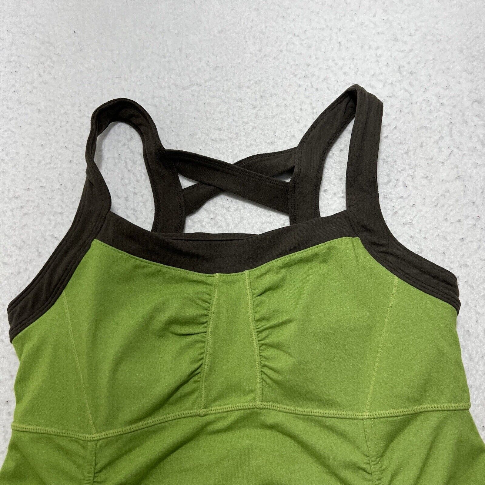 Gap Athleta Crossback Athletic Tank Top Green + Gray Logo Shirt Size S / US 4 / IT 40 - 2 Thumbnail