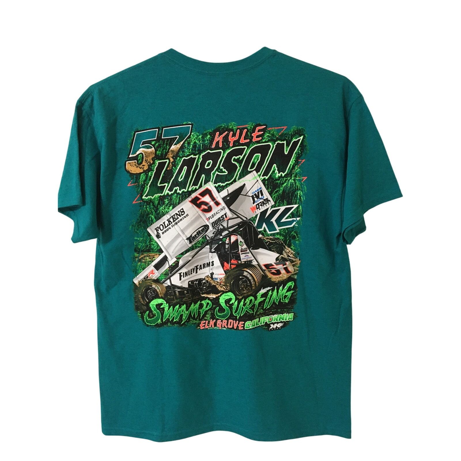 Gildan NWOT M Gildan Kyle Larson 57 Swamp Surfing Elk Grove CA 2022 Size US M / EU 48-50 / 2 - 2 Thumbnail