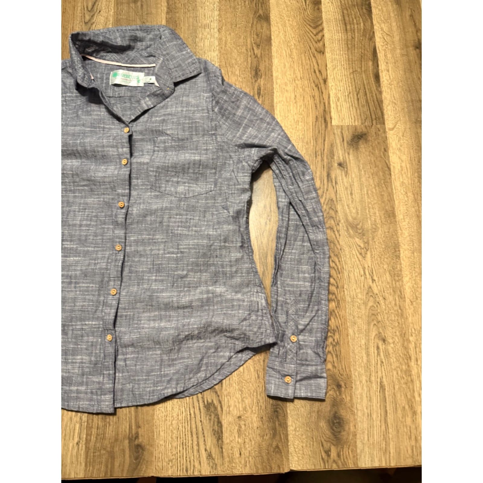 Vintage Aventura Shirt Women's Medium Gray Long Sleeve Pocket Button Up Shirt Size M / US 6-8 / IT 42-44 - 4 Thumbnail