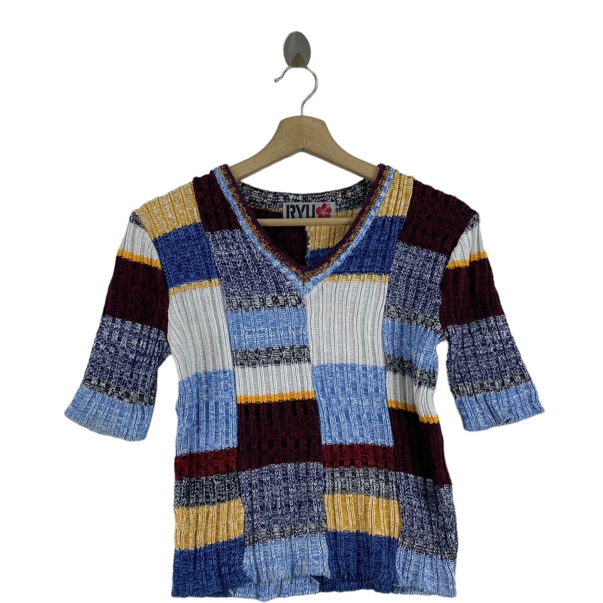 Vintage Vintage RYU Hawaii USA Knitwear Patchwork Design Blouse Size XS / US 0-2 / IT 36-38 - 1 Thumbnail